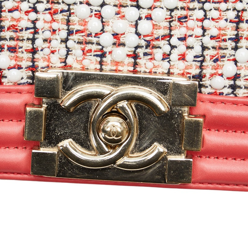 Chanel Boy Chanel Tweed Leather Shoulder Bag Classic Flap