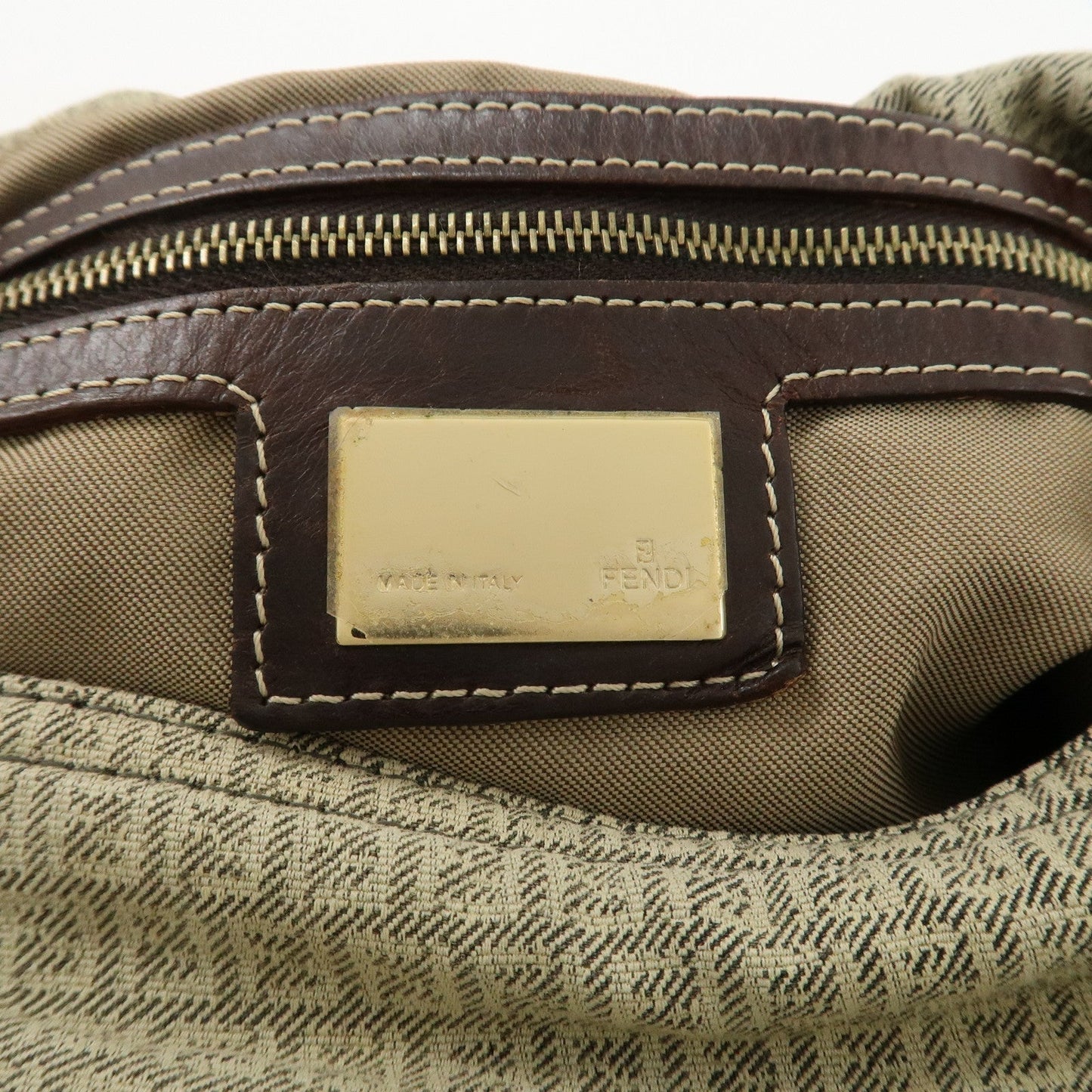 FENDI Mamma Baguette Micro FF Canvas Shoulder Bag Gray 8BR001
