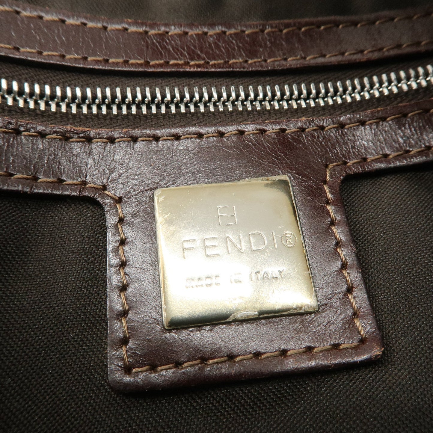 FENDI Mamma Baguette Corduroy Shoulder Bag Khaki 26725