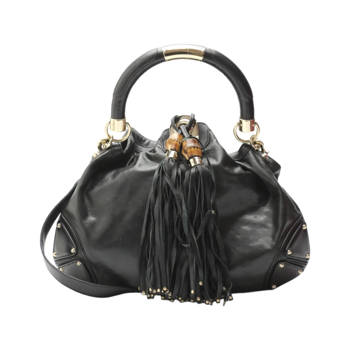 GUCCI Tote Bag 185566 leather black 2WAY bag leather Indy Women Used