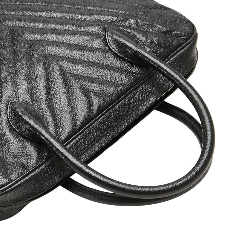 Chanel Chevron V Stitch Caviar Skin Handbag Classic Flap