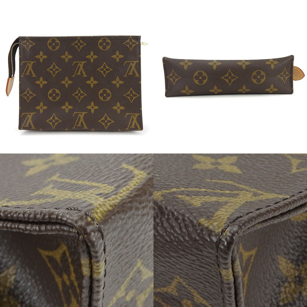 LOUIS VUITTON Pouch M47544 Monogram canvas, leather Brown posh toilette 19 Women