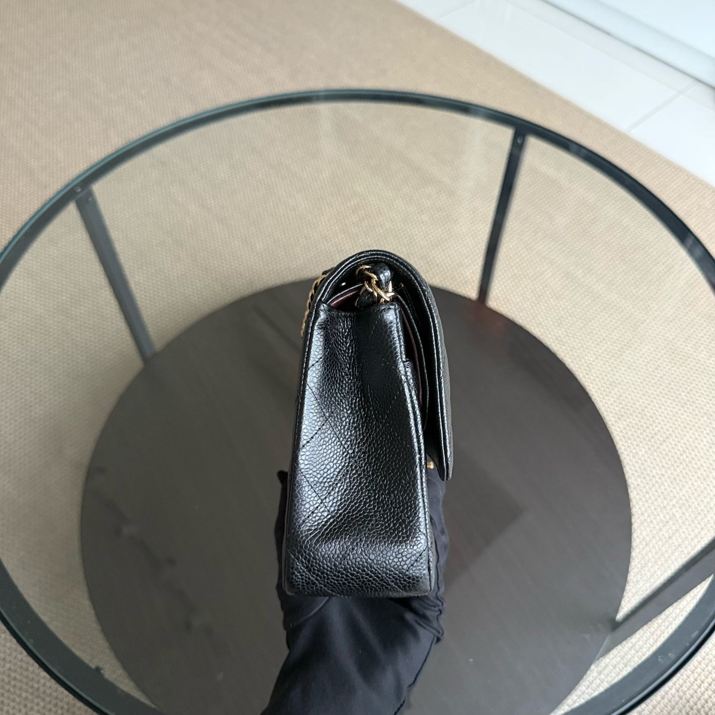 Chanel Classic Flap Medium - Caviar 25CM Quilted Grained Calfskin Black Gold Hardware Series 26