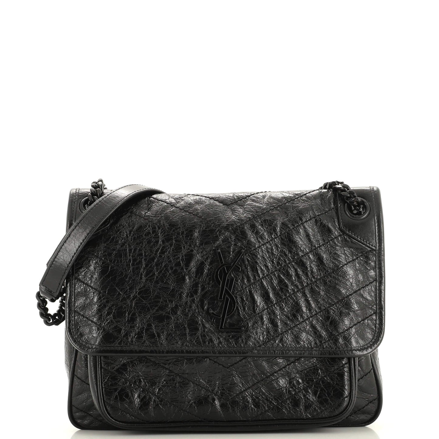 Luxury Saint Laurent Trending 2025 Niki Chain Flap Bag Matelasse Chevron Leather Medium