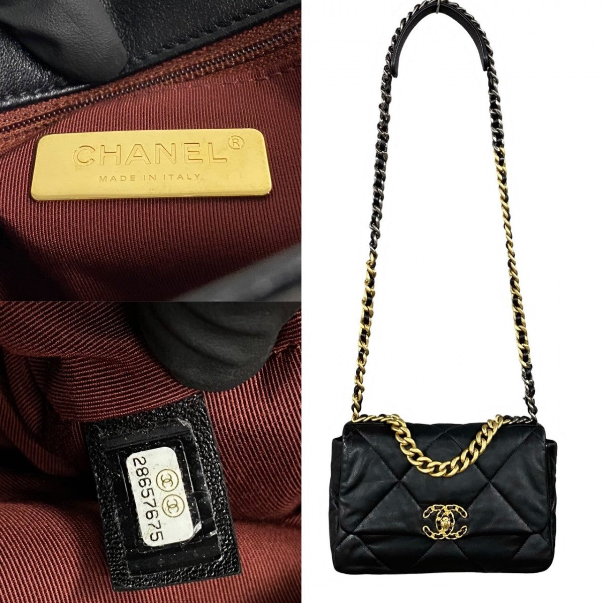 CHANEL Shoulder Bag lambskin black Matrasse chanel 19 Women