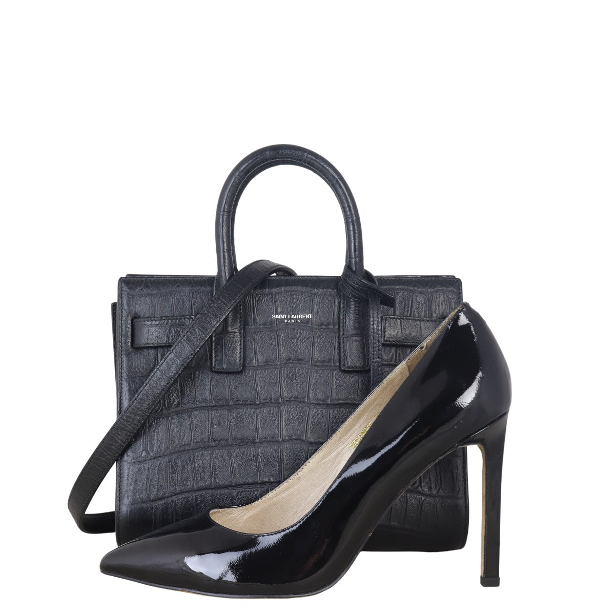 Saint Laurent Sac de Jour Nano Croc-Embossed