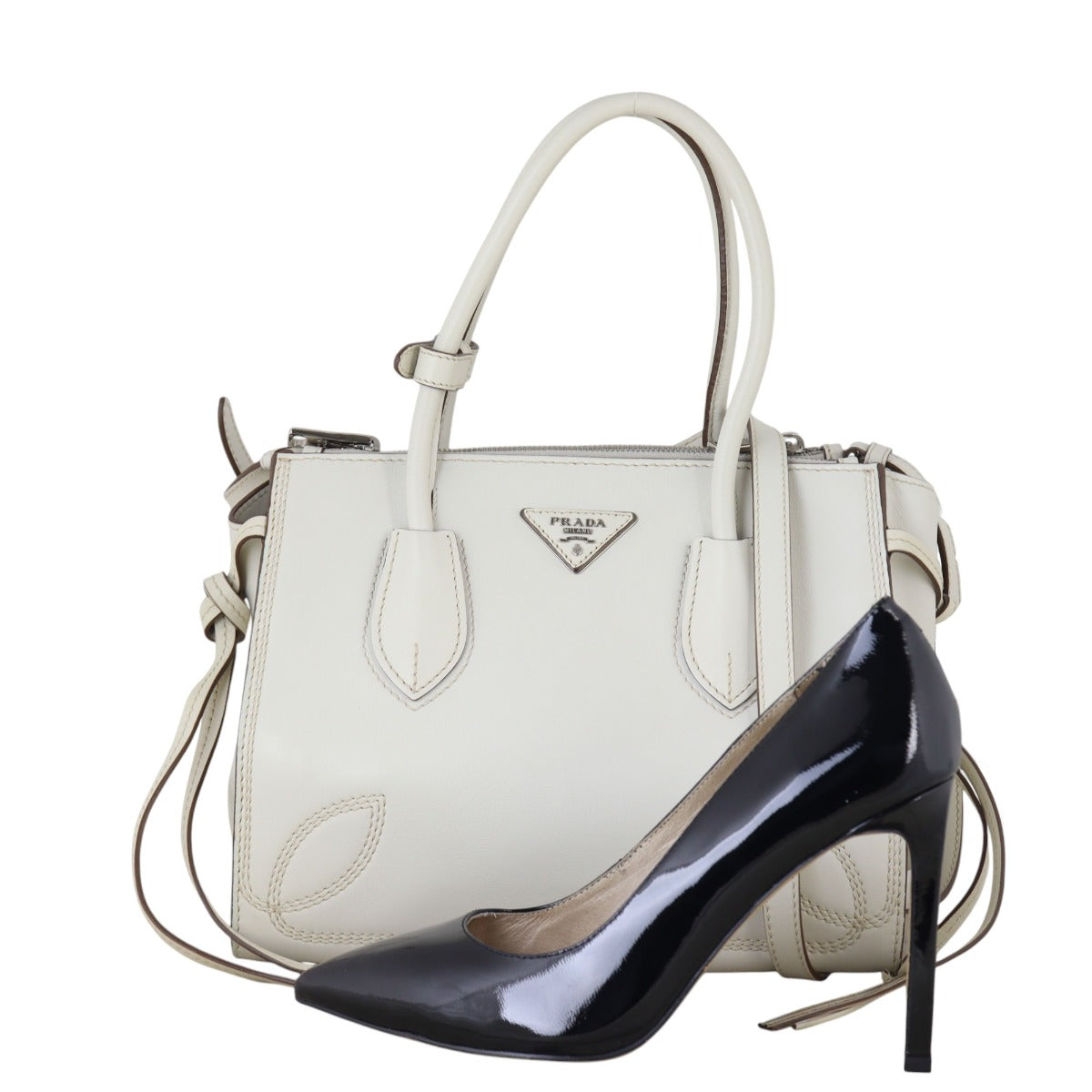 Prada Tassel Twin Pocket Calfskin Tote Small