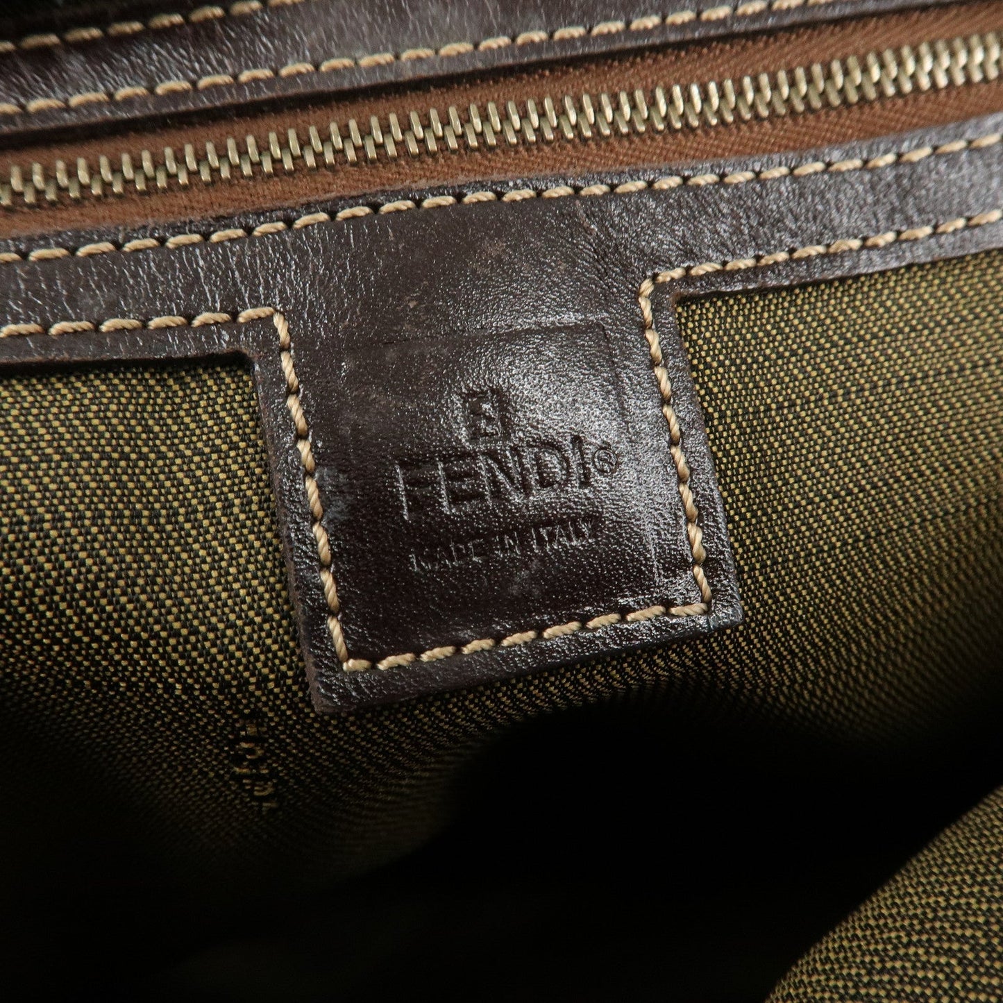 FENDI Zucca Canvas Leather 2Way Shoulder Hand Bag Brown Black