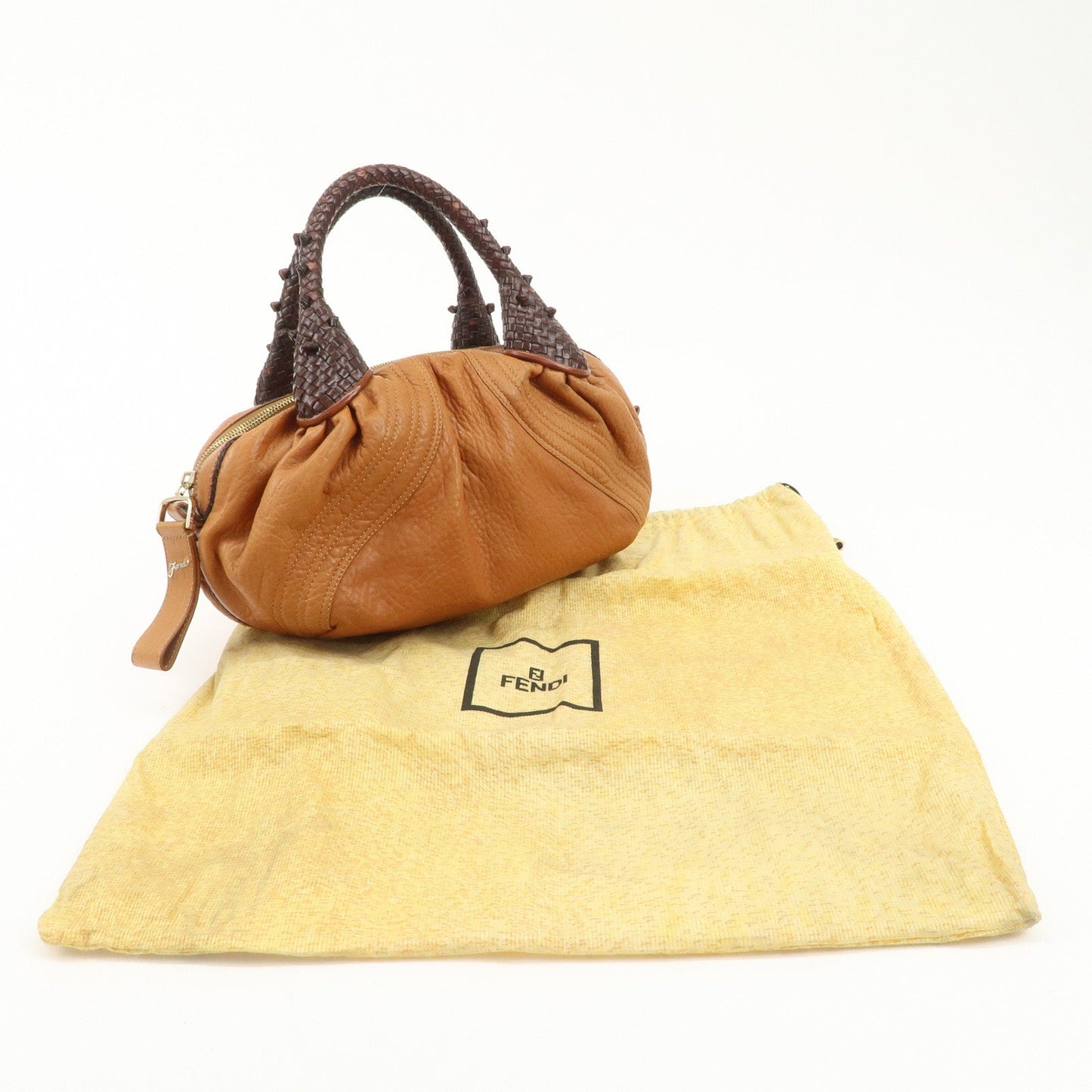 FENDI Leather Mini Spy Bag Hand Bag Brown Dark Brown 8BL078