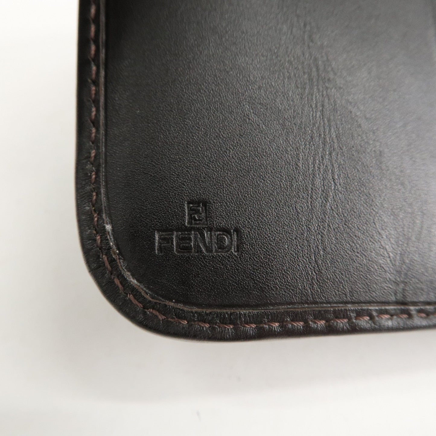 FENDI Zucchino Canvas Leather Zippy Around Bi-fold Wallet