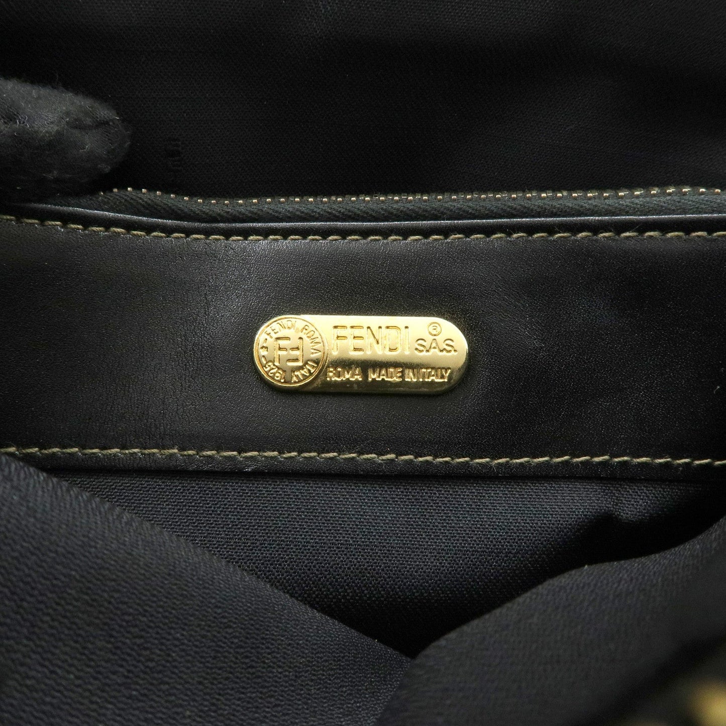 FENDI Pequin PVC Leather 2Way Bag Hand Bag Brown Black