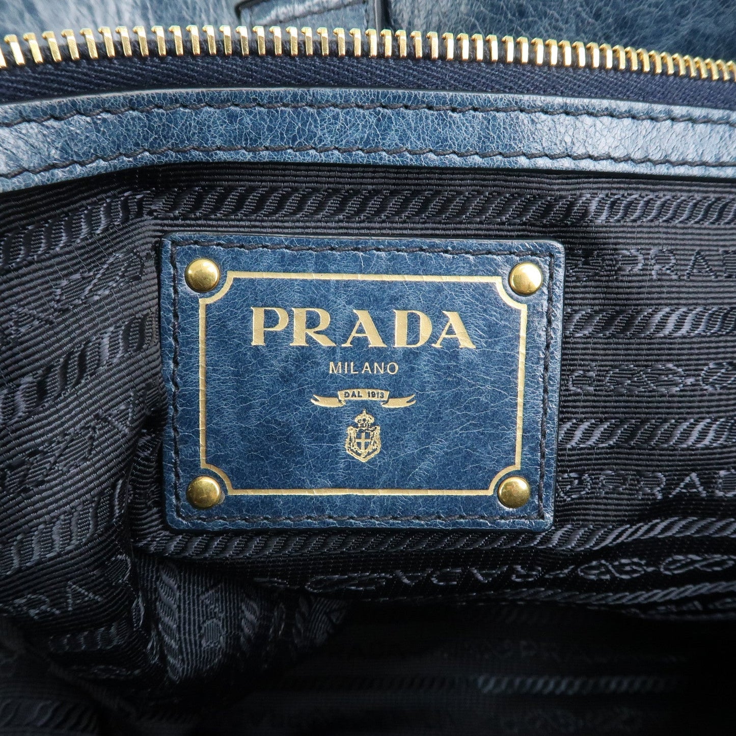 PRADA Leather 2Way Bag Hand Bag Shoulder Bag Blue BN2325