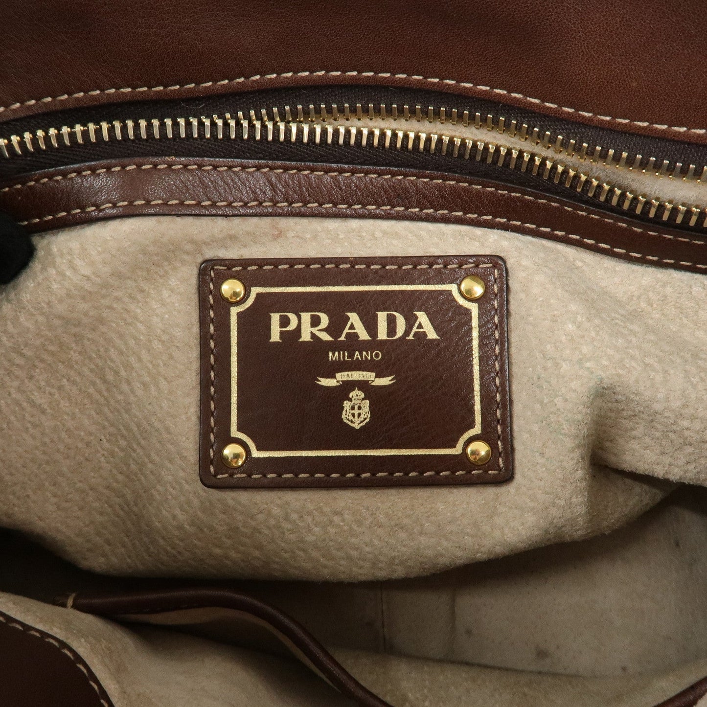 PRADA Leather 2Way Bag Shoulder Bag Hand Bag Brown BN1904