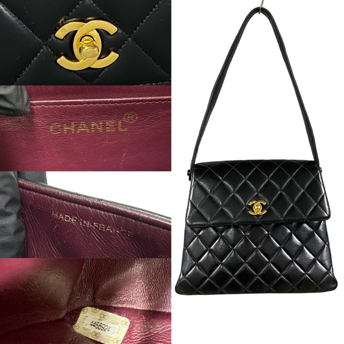 CHANEL Shoulder Bag lambskin black COCO Mark Matrasse Women