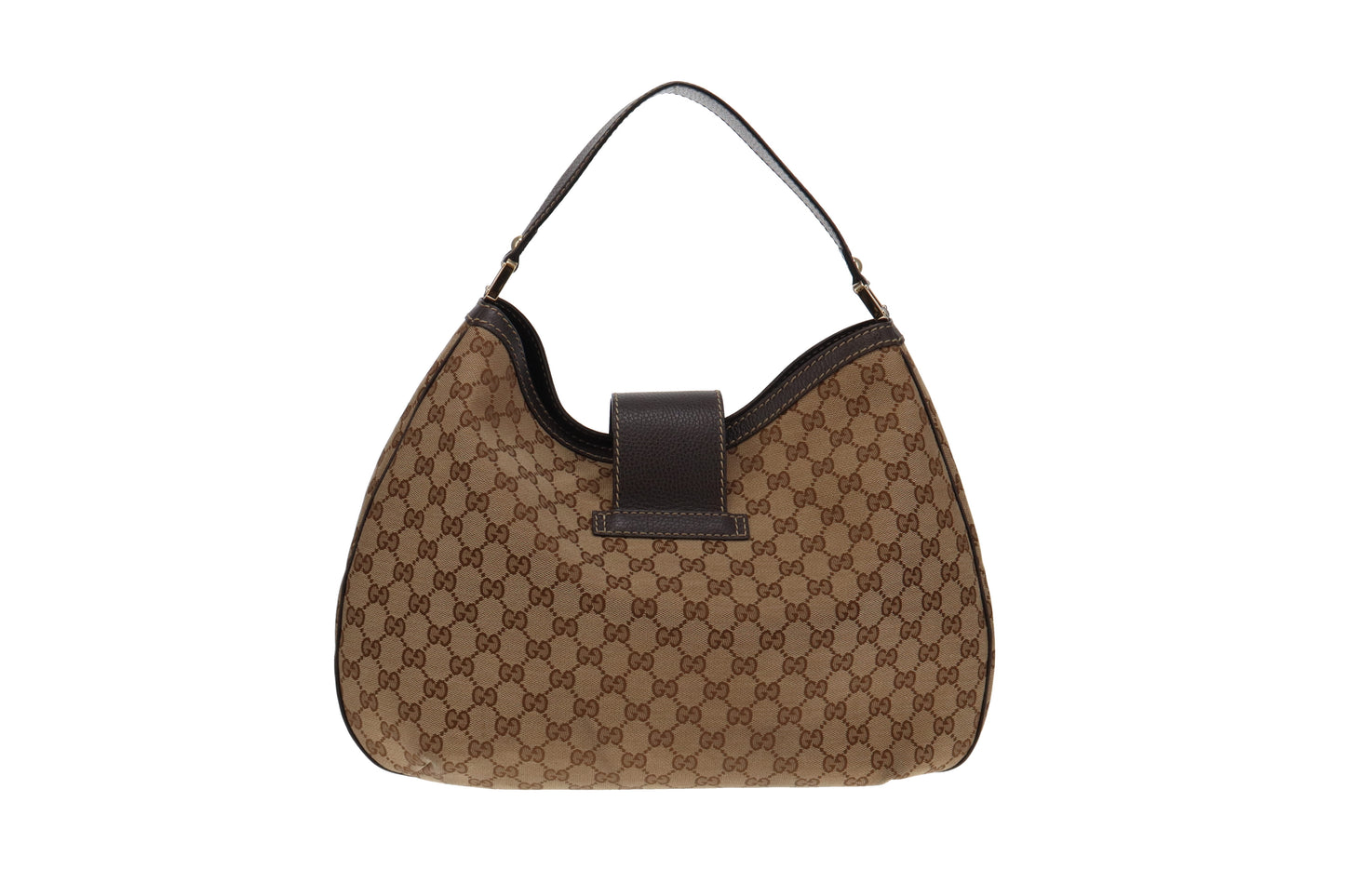 Gucci Brown Leather Canvas Shoulder Bag Style 3
