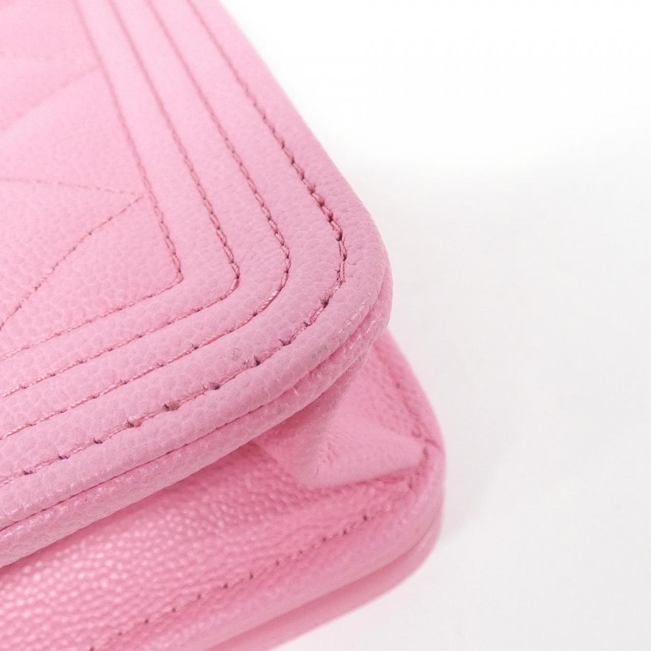 Chanel Boy Chanel Caviar Skin Wallet on Chain Crossbody