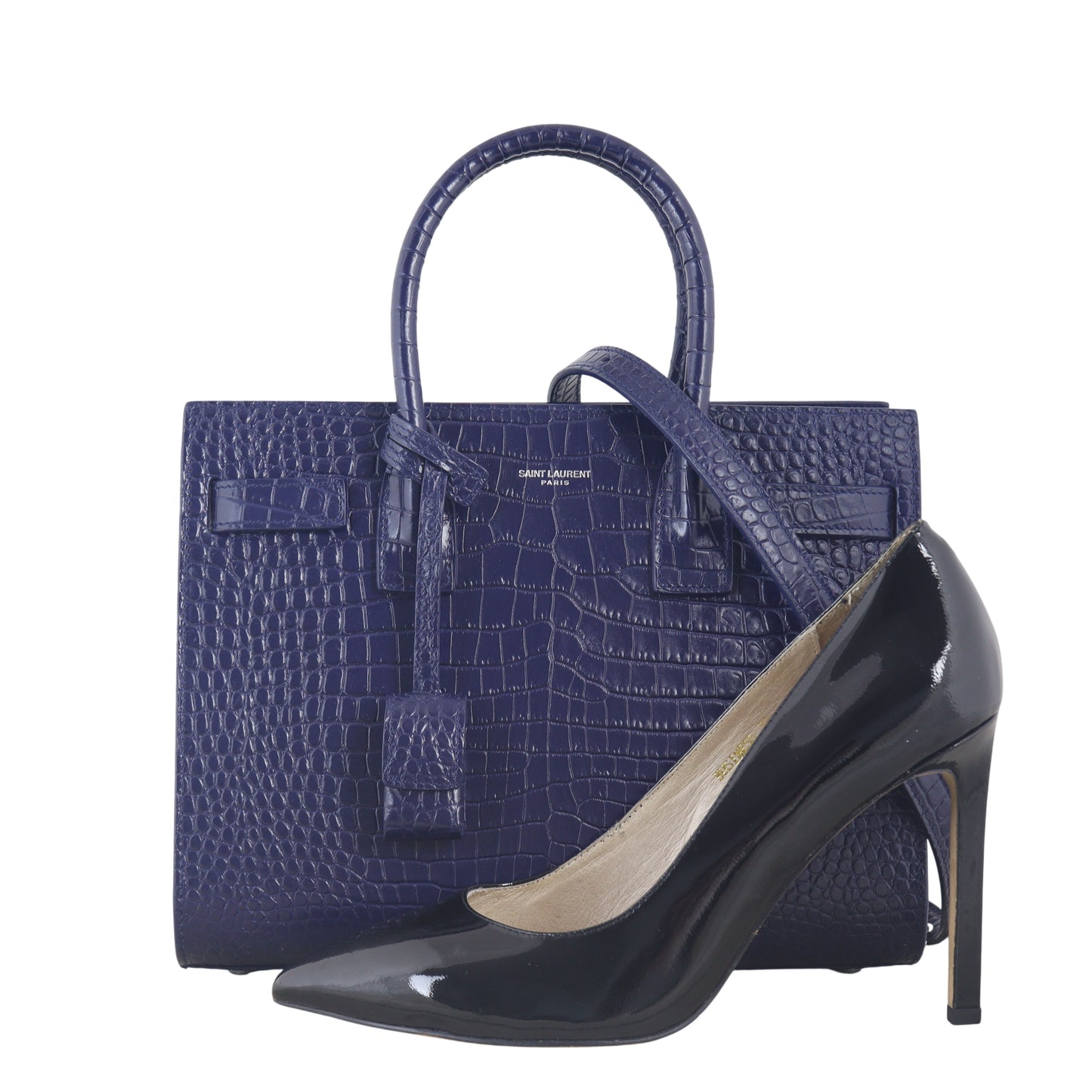 Saint Laurent Sac de Jour Baby Croc-Embossed