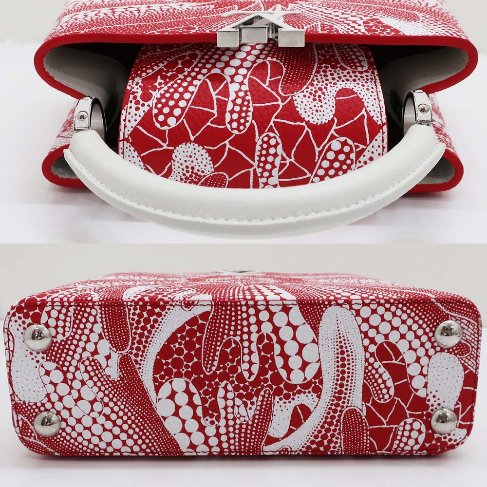 Louis Vuitton Capsine BB LV YK Grassy Collaborative Flowers M21704 Handbag Pump Red White Leather