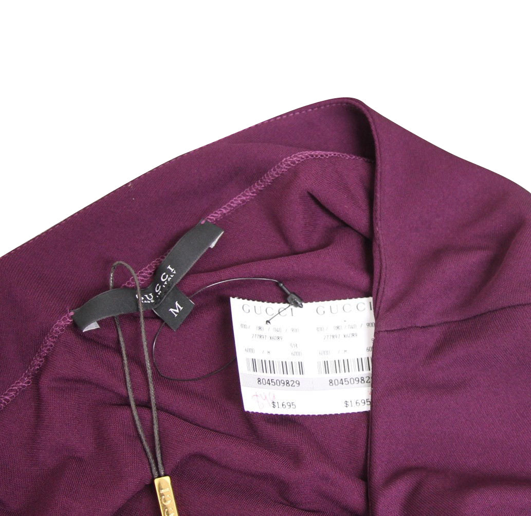 Gucci Women's Purple Rayon Runway Dress with Leather Belt