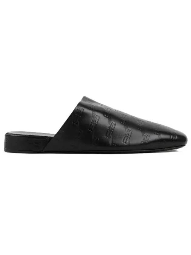 Luxury Balenciaga Trending 2026 Debossed Logo Leather Mule Black