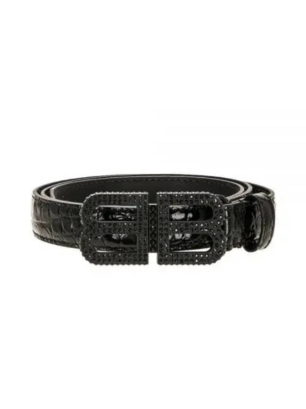 Luxury Balenciaga Trending 2026 BB Hourglass Leather Belt Black