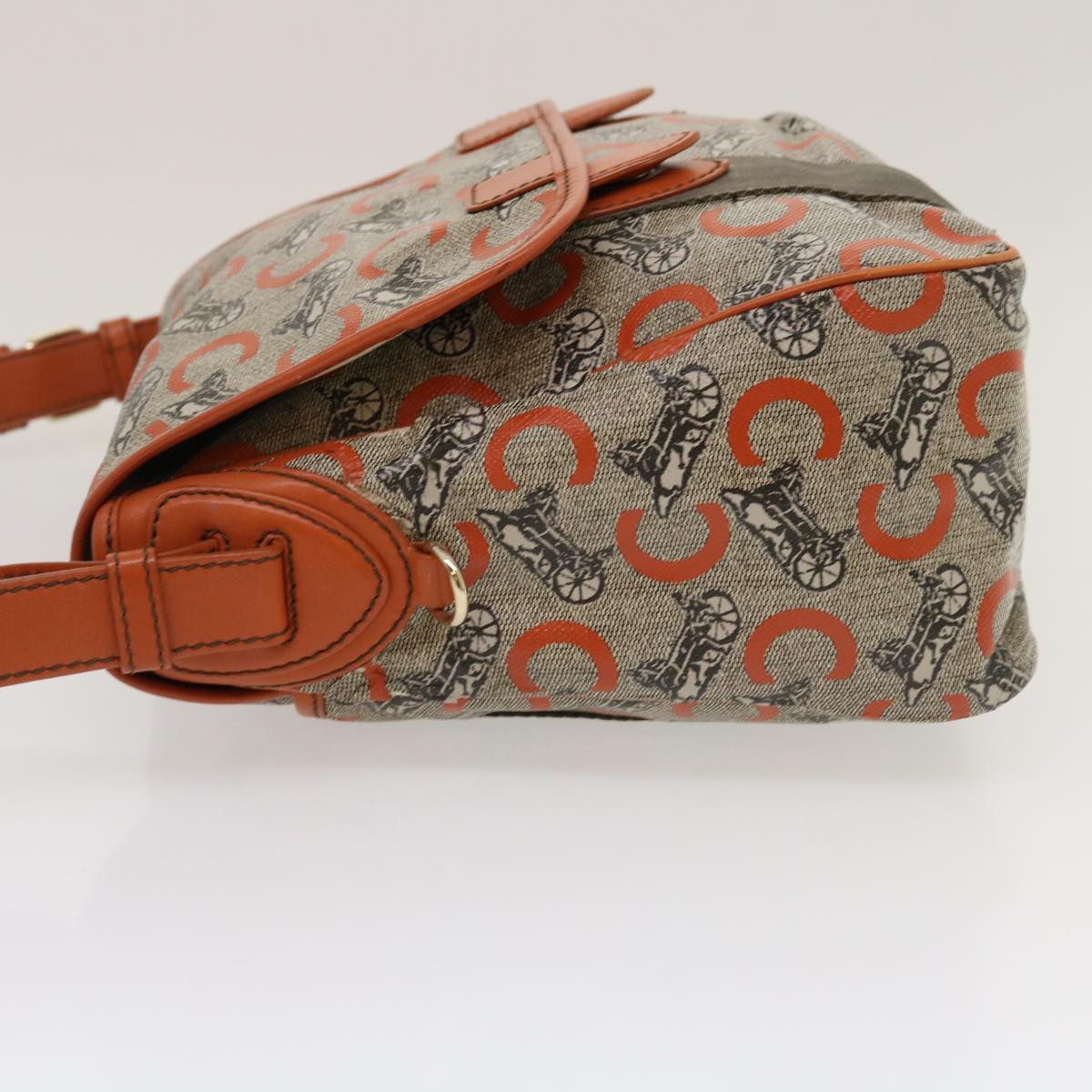 Luxury CELINE C Macadam Canvas Shoulder Bag Coated Canvas Orange 29764