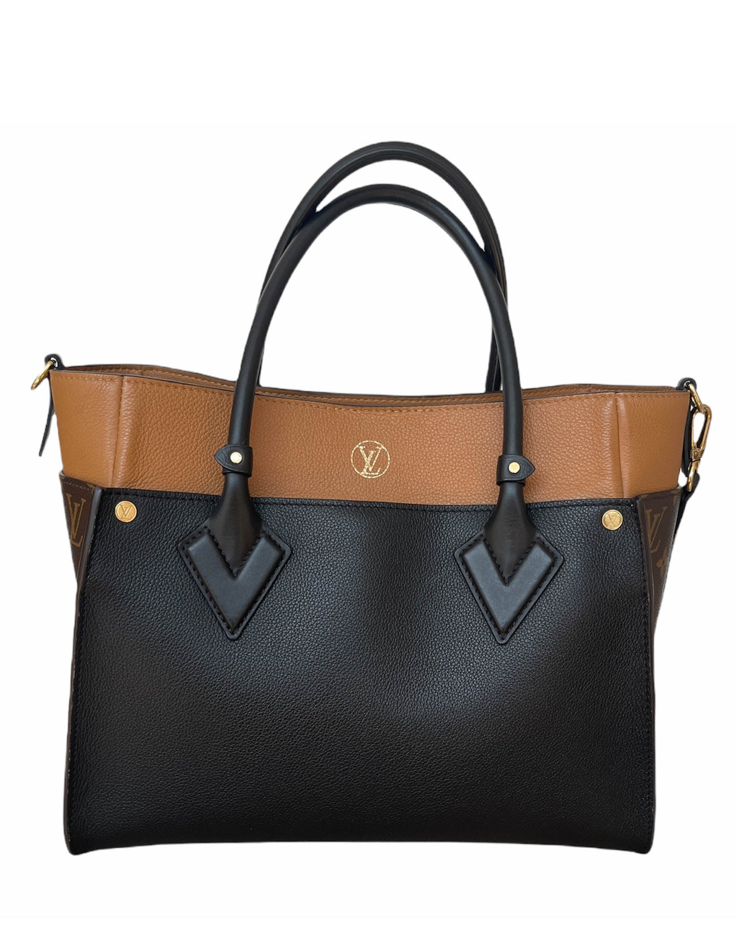 Louis Vuitton Black Calfskin & Monogram On My Side Tote Bag