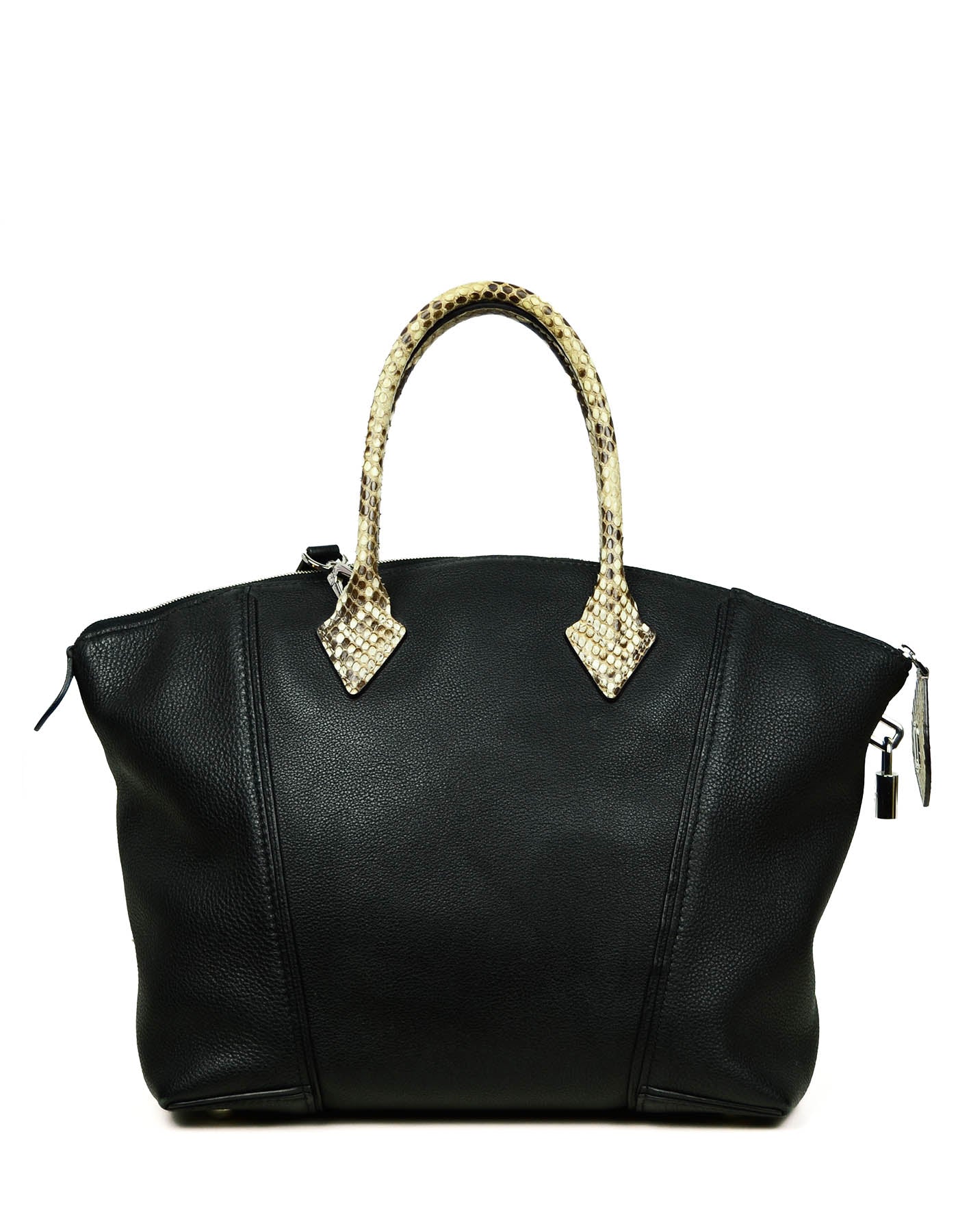 Louis Vuitton Black Veau Cachemire Calfskin & Python Soft Lockit MM Bag