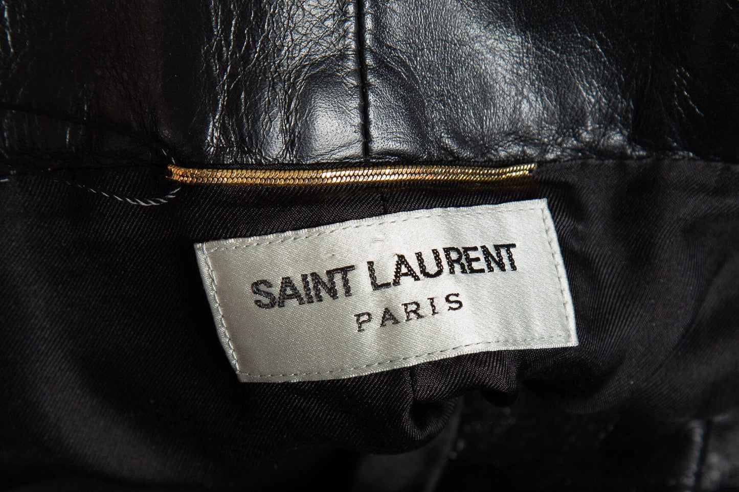 Saint Laurent Black Leather Mini Short SZ S