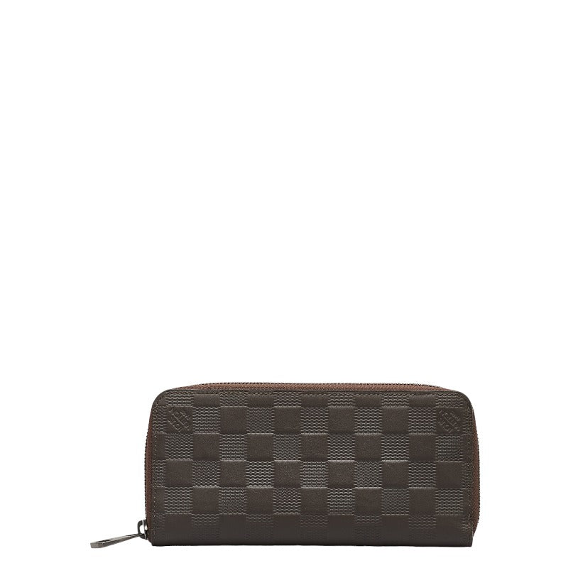 Louis Vuitton Damiere Amphini Vertical Zippie Wallet Round Long Wallet N62235 Meteor Brown Leather Men LOUIS VUITTON