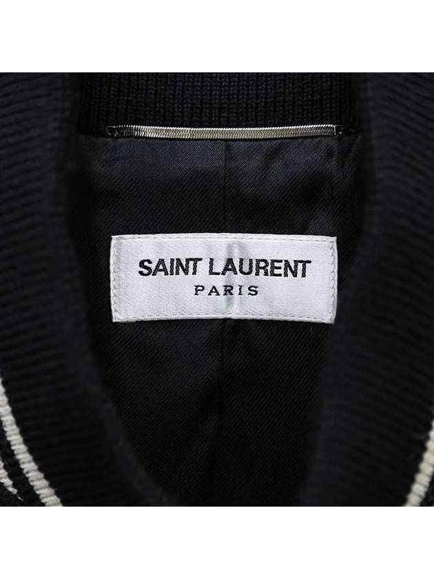 Luxury Saint Laurent Trending 2025 Teddy Bomber Jacket in Wool Black White