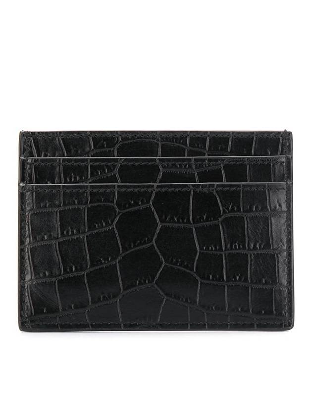 Luxury Saint Laurent Trending 2025 Monogram Logo Crocodile Card Wallet Black