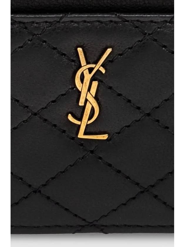 Luxury Saint Laurent Trending 2025 Gabi Quilted Lambskin Card Wallet Black