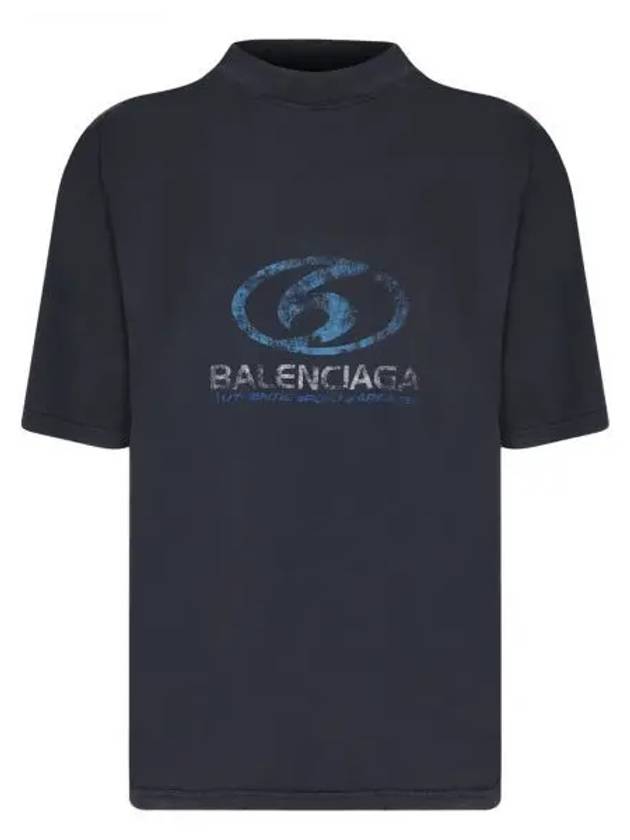 Luxury Balenciaga Trending 2026 Surfer Medium Fit Short Sleeve T-Shirt Navy