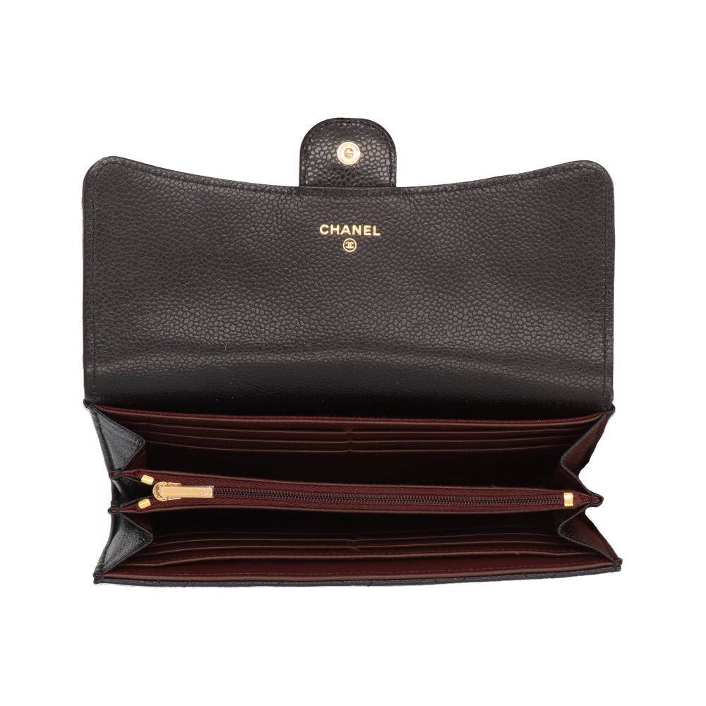 Chanel Flap Long Wallet Classic CC Mark Black