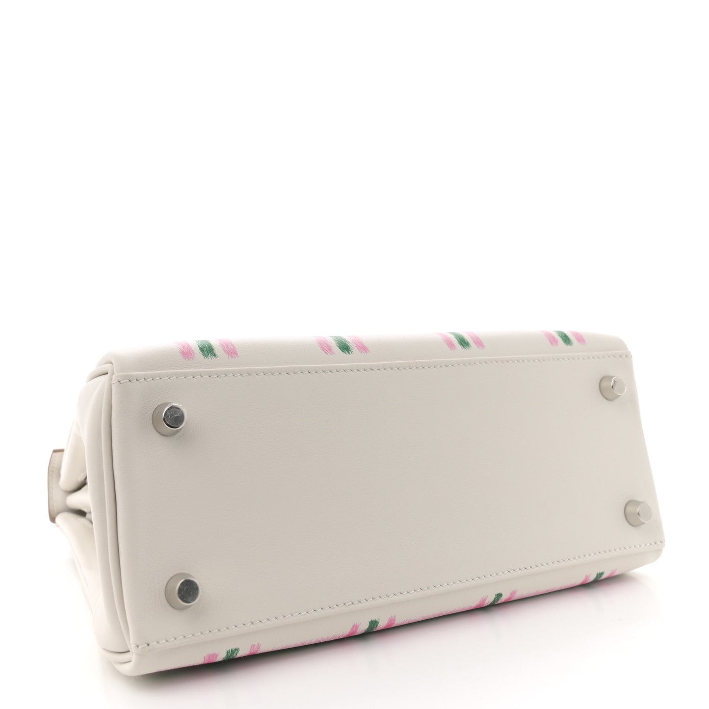 Hermes Swift Tartan Kelly Retourne 25 Gris Pale Rose Bubblegum Vert Moyen