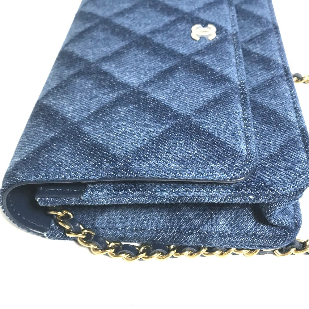 CHANEL Shoulder Bag AP0250 denim blue Long Wallet Purse Chain Bag Matrasse Women