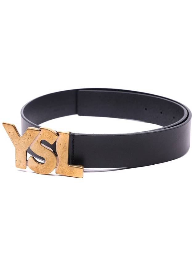 Luxury Saint Laurent Trending 2025 Big Logo Leather Belt Black
