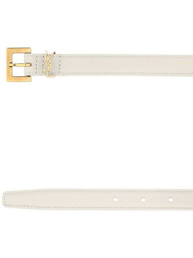 Luxury Saint Laurent Trending 2025 Monogram Square Leather Belt White