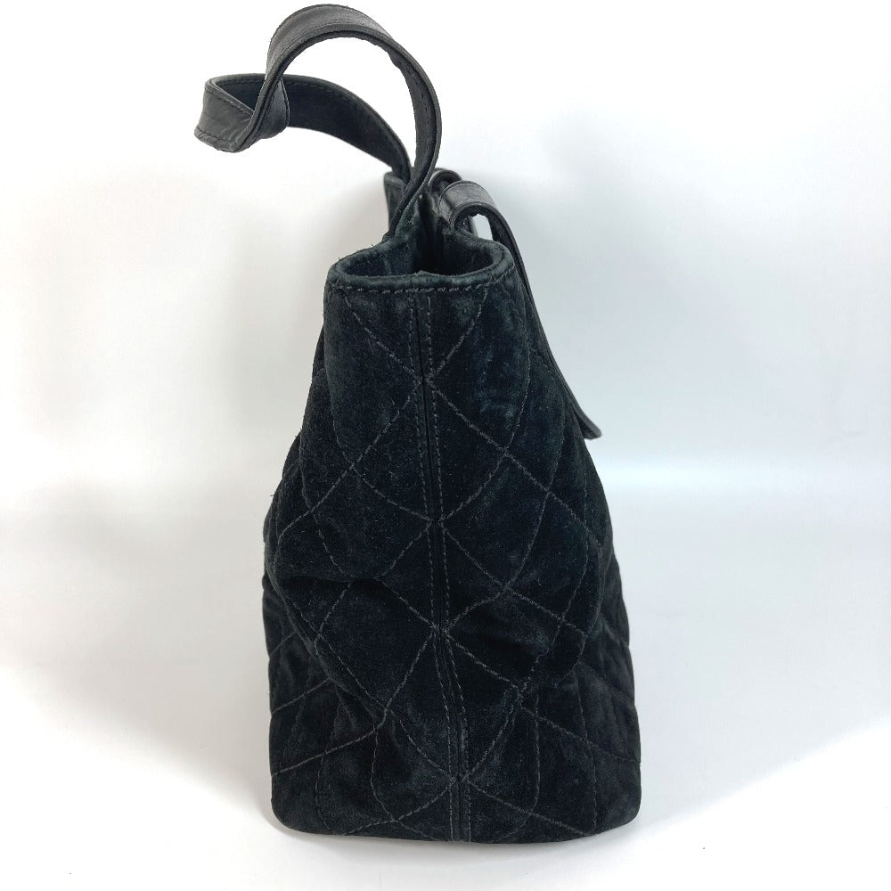 CHANEL Tote Bag suede black Matrasse quilting CC COCO Mark Turnlock