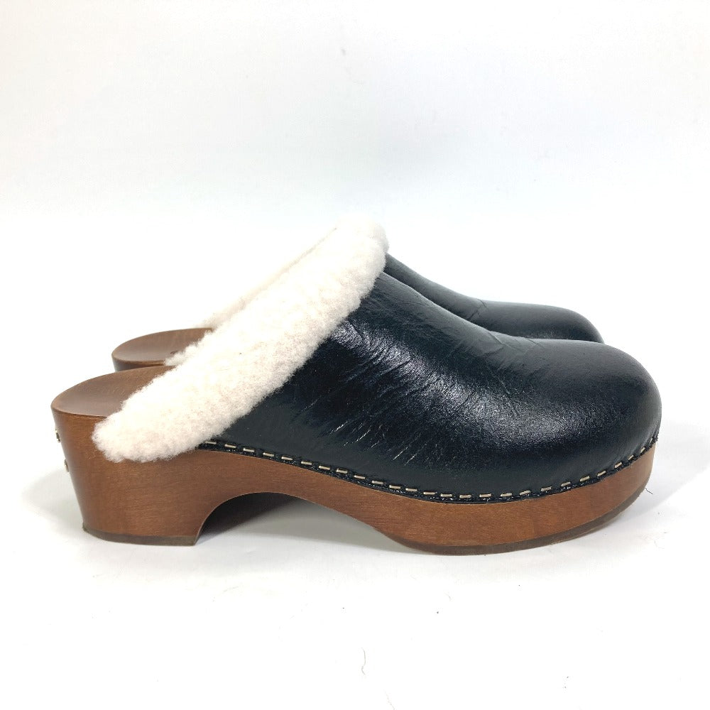 CHANEL Sandals âÂÂf32594 leather black 23N Mouton clogs CC COCO Mark Women 38