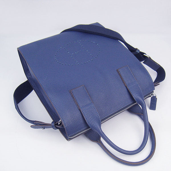 Luxury Hermes Toolbox 8076 Mens Cow Leather Blue