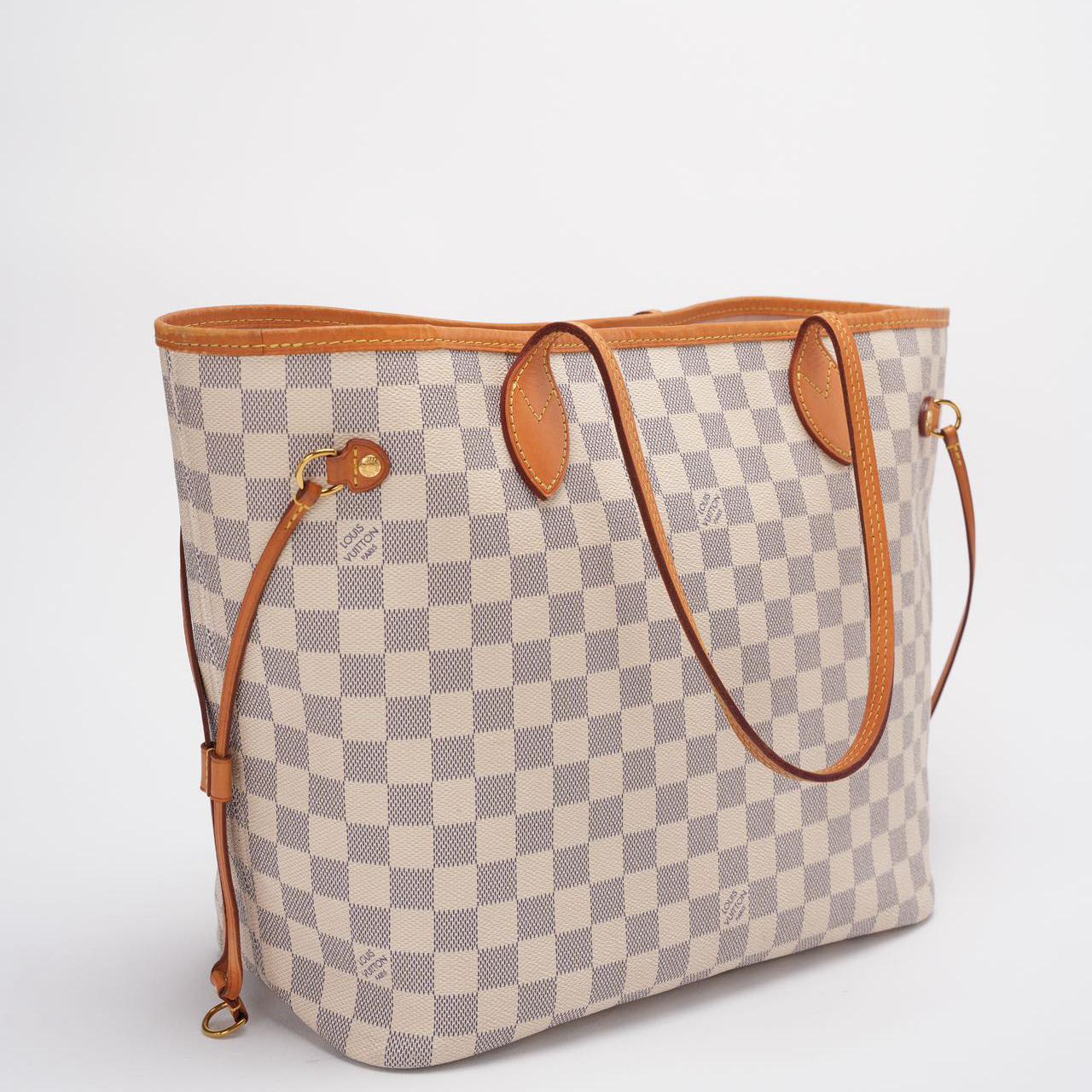 Louis Vuitton MM Damier Azur Beige Tote Bag with Removable Pouch