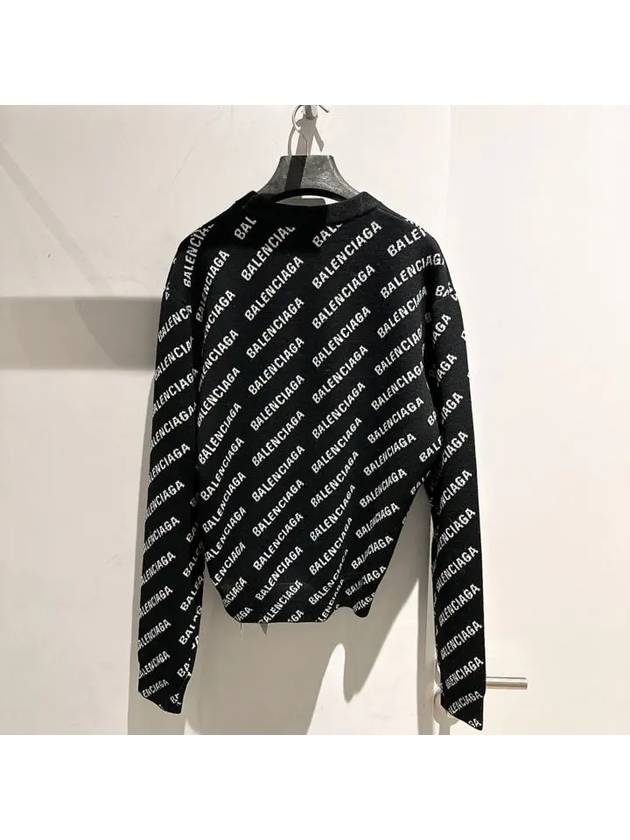 Luxury Balenciaga Trending 2026 All-Over Mini Logo Wool Knit Top Black