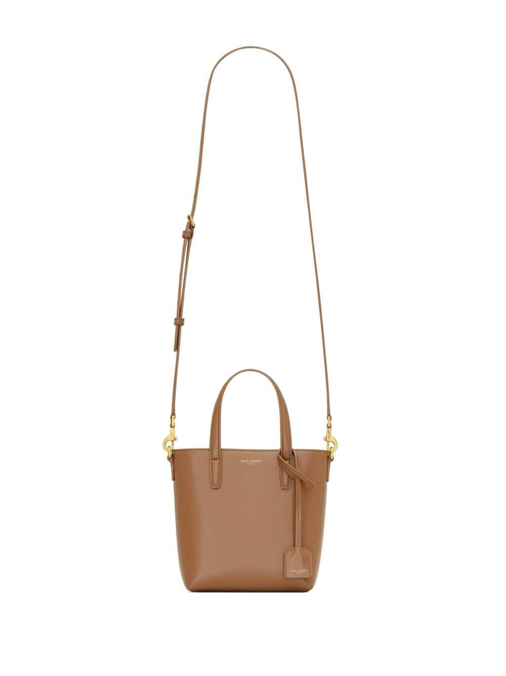 Luxury Saint Laurent Trending 2025 Women's Fox-Coloured Leather Mini Shopping Bag In Box in Brown | 773995AADDI