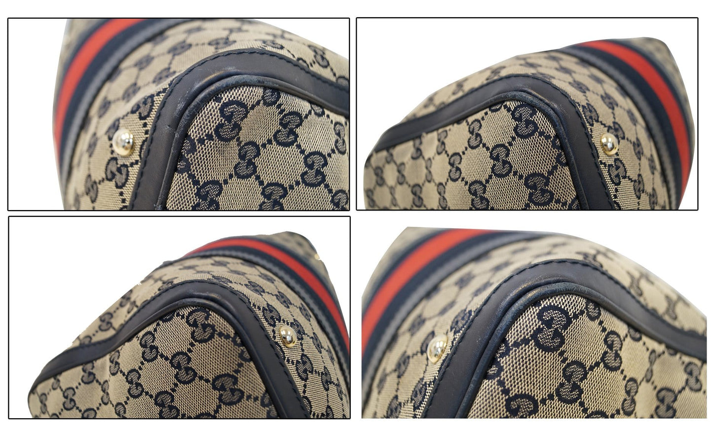 GUCCI Web Medium Original GG Boston Bag with Signature Web
