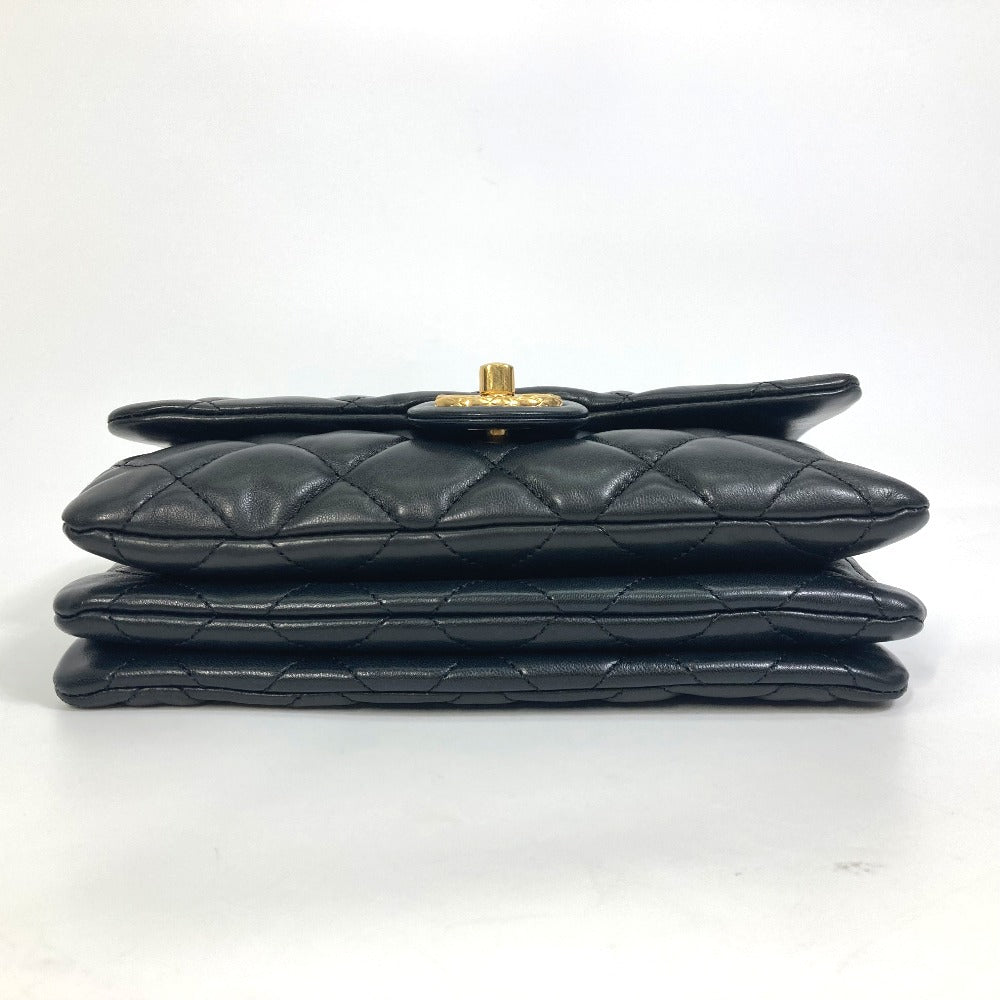 CHANEL Shoulder Bag AS3393 lambskin black CC COCO Mark Matrasse