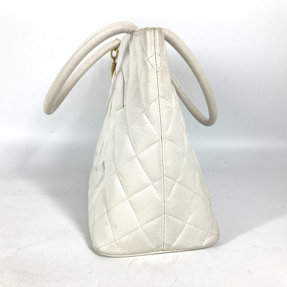 CHANEL Tote Bag A01804 Caviar skin white quilting matelasse CC COCO Mark Replica Tote Women