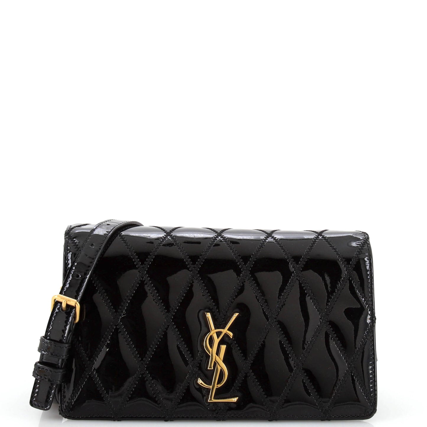 Luxury Saint Laurent Trending 2025 Angie Chain Shoulder Bag Quilted Patent Small