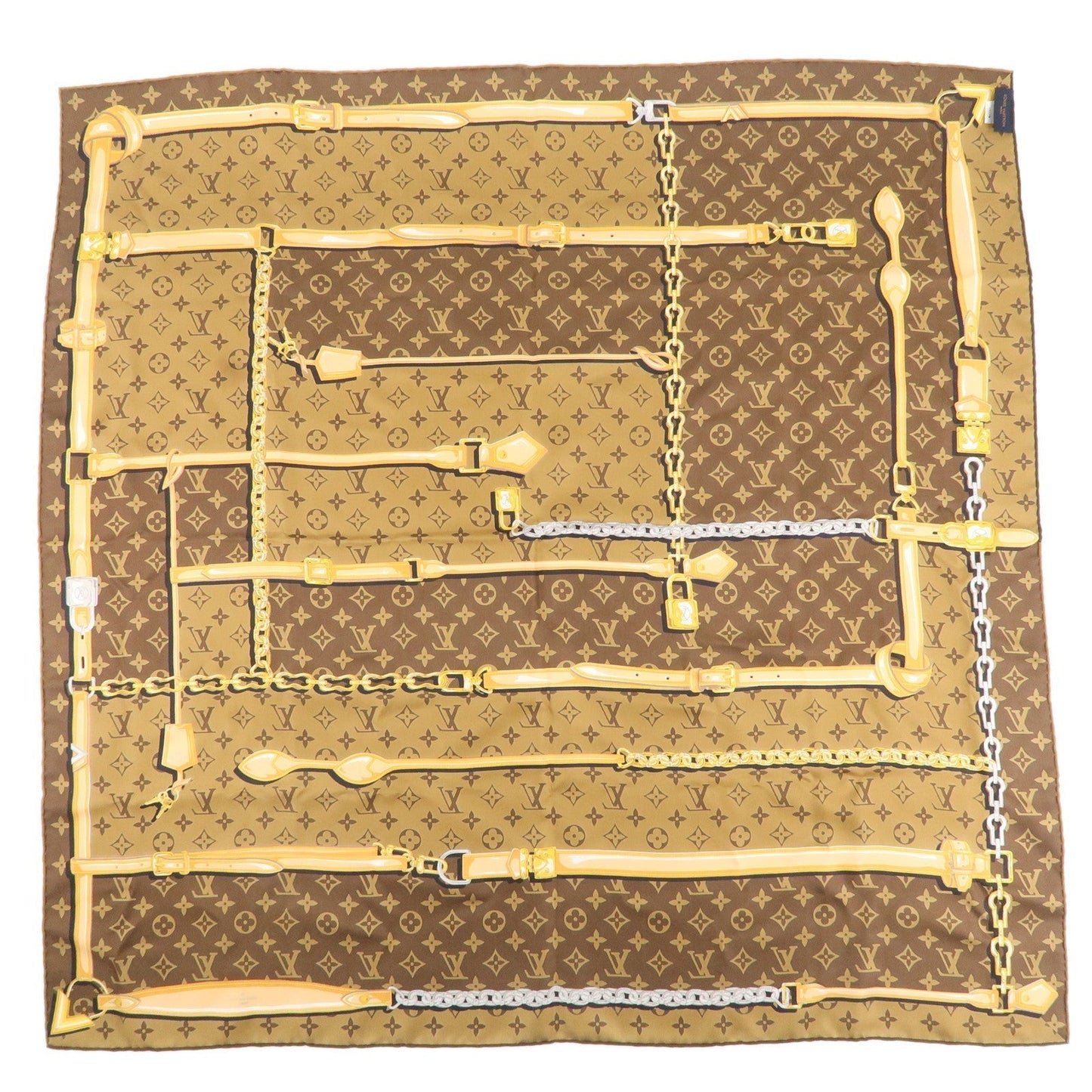 Louis Vuitton Monogram Confidential Carre Silk Scarf Brown M78666